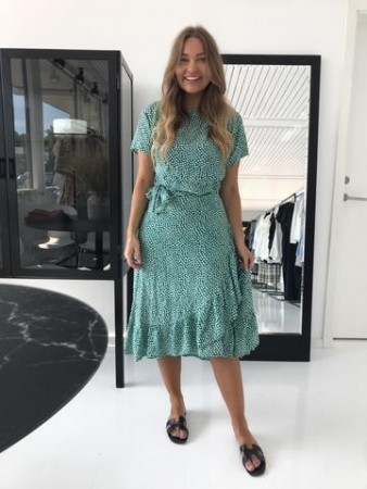 AGNETE DRESS GREEN/WHITE