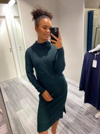 VIRIL CREW DRESS DARKEST SPRUCE