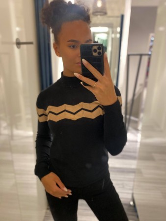 HOTTIE ZIG ZAG GENSER BLACK/SAND